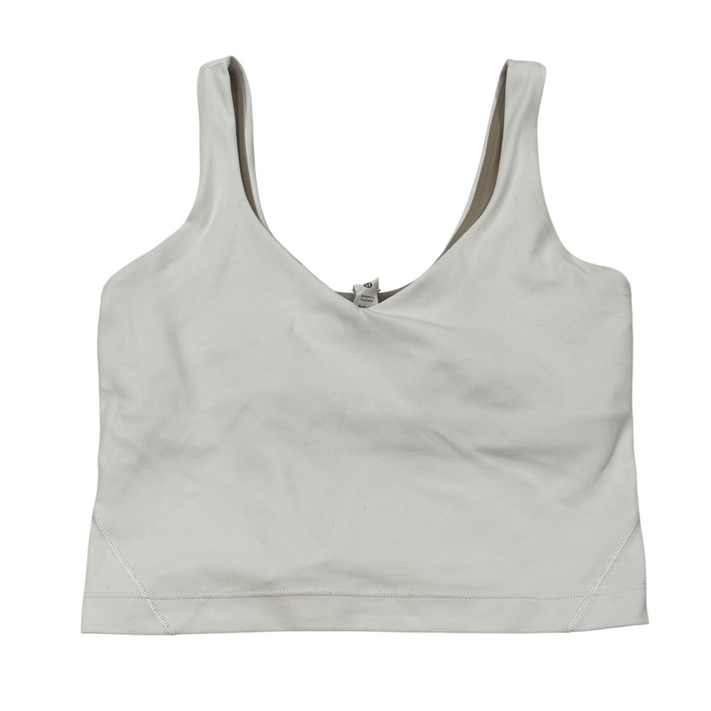 Lululemon Align Tank Top Women Size 2 White Nulu V-Neck Cropped Yoga LW1DUDS